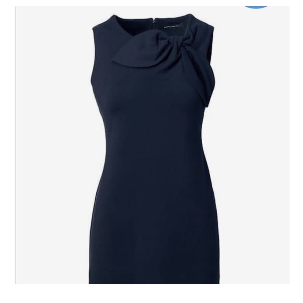 Banana Republic Bow Neck Ponte Sheath Navy Dress womens size 14